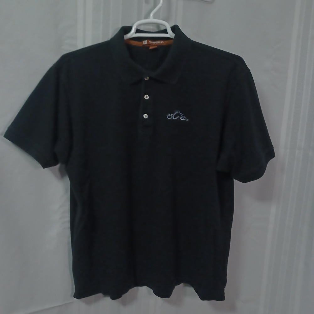 Harriton Mens‎ 2XL Black 100% Cotton Short Sleeve Polo Motorcycle Graphic Shirt